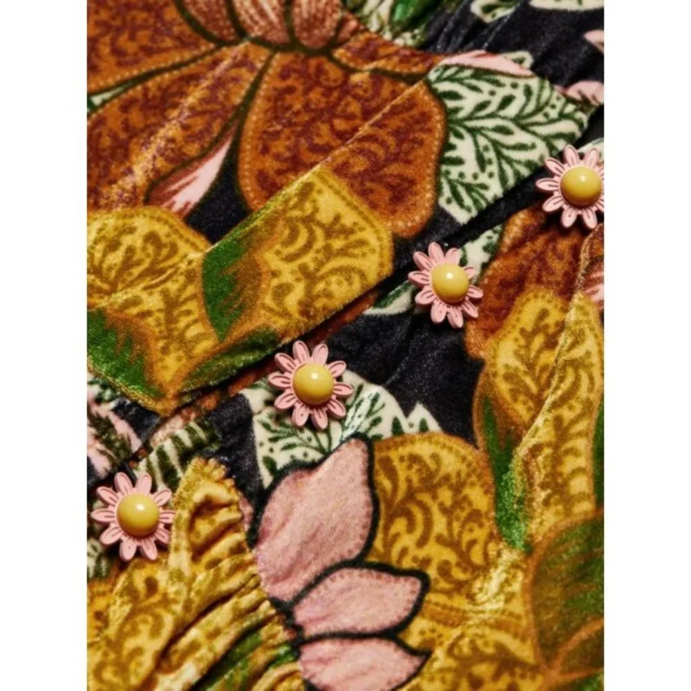 NWT $354 FARM RIO GARDEN VELVET MIDI DRESS US SIZE MEDIUM SOLD OUT EVERYWHERE! - Picture 8 of 11